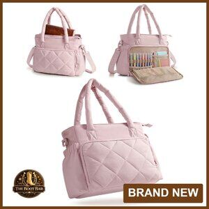 Quilted Puffer Bible Tote with Crossbody Strap, Water Bottle Pockets